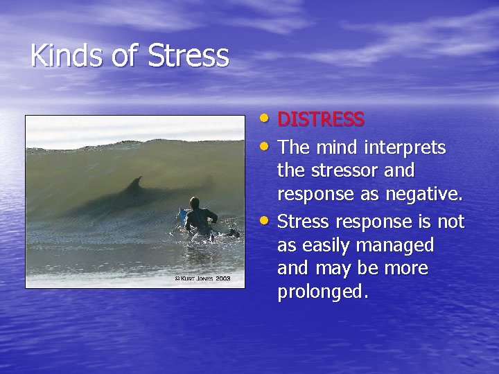 Kinds of Stress • DISTRESS • The mind interprets • the stressor and response