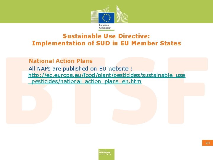 Sustainable Use Directive: Implementation of SUD in EU Member States National Action Plans All