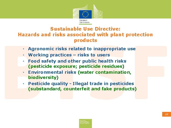 Sustainable Use Directive: Hazards and risks associated with plant protection products • Agronomic risks