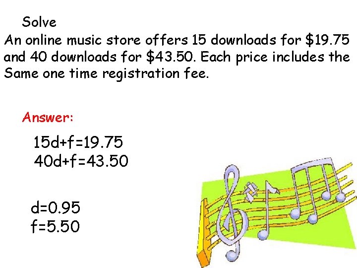 Solve An online music store offers 15 downloads for $19. 75 and 40 downloads