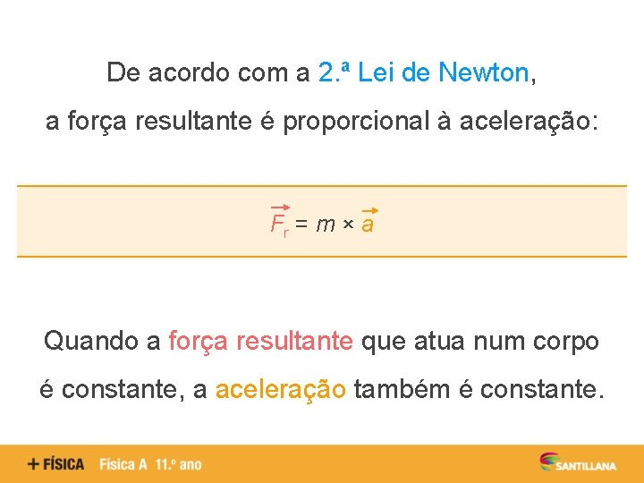 De acordo com a 2. ª Lei de Newton, a força resultante é proporcional