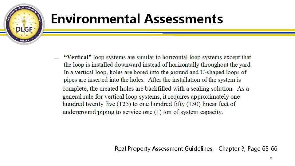 Environmental Assessments Real Property Assessment Guidelines – Chapter 3, Page 65 -66 17 