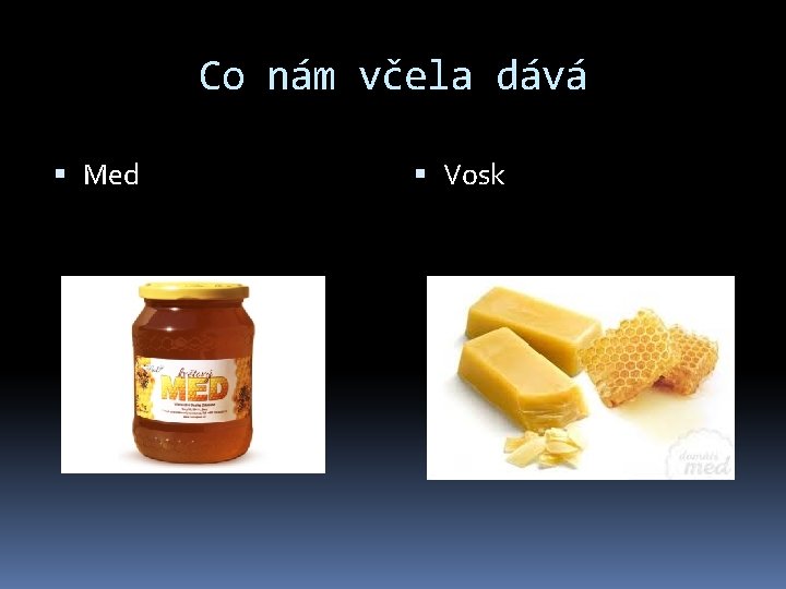 Co nám včela dává Med Vosk 