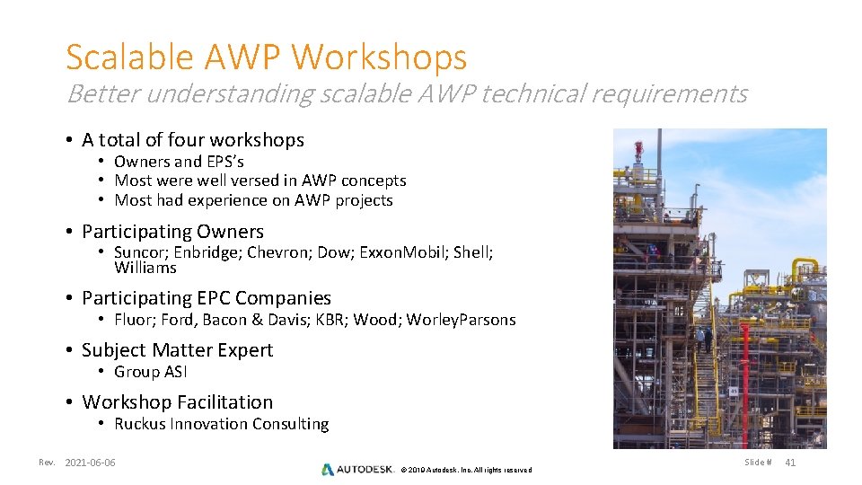 Scalable AWP Workshops Better understanding scalable AWP technical requirements • A total of four