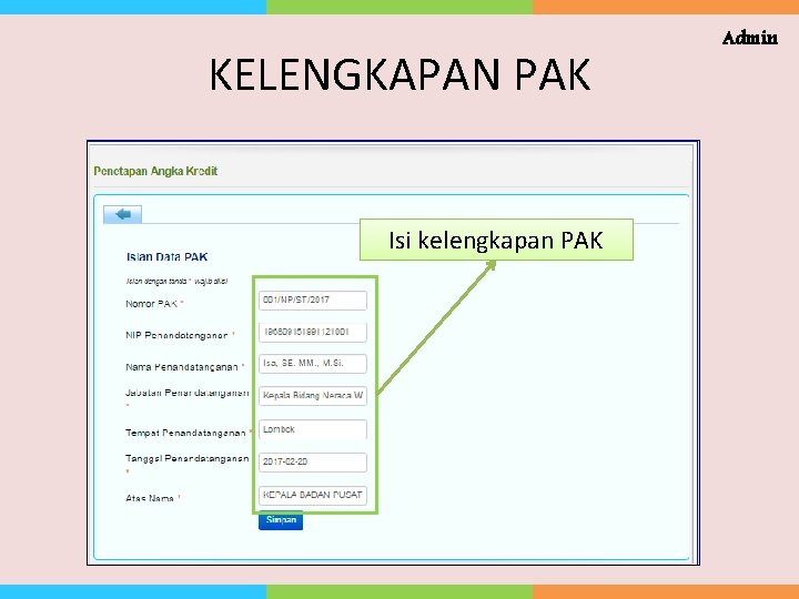 KELENGKAPAN PAK Isi kelengkapan PAK Admin 