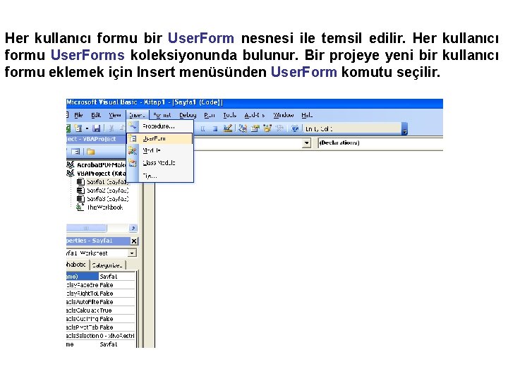 Her kullanıcı formu bir User. Form nesnesi ile temsil edilir. Her kullanıcı formu User.