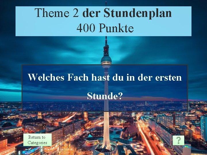 Theme 2 der 2 Stundenplan Theme Prompt 400 Punkte Points Welches Fach hast du