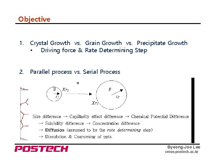 Objective 1. Crystal Growth vs. Grain Growth vs. Precipitate Growth • Driving force &