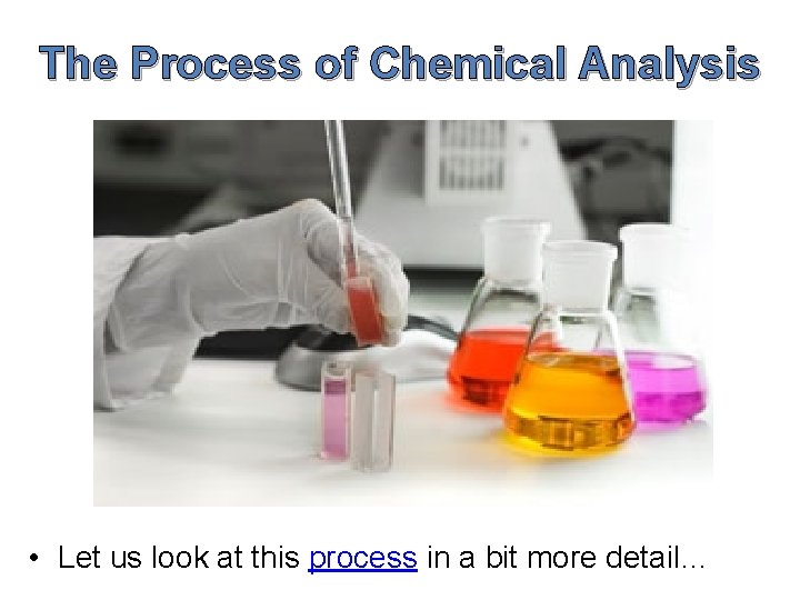 The Process of Chemical Analysis • Let us look at this process in a