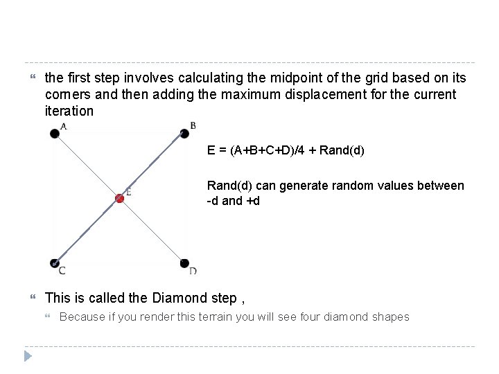  the first step involves calculating the midpoint of the grid based on its