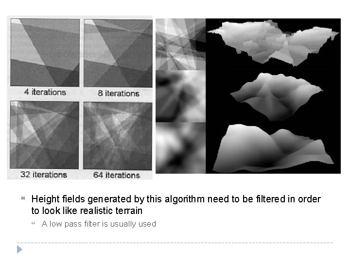  Height fields generated by this algorithm need to be filtered in order to