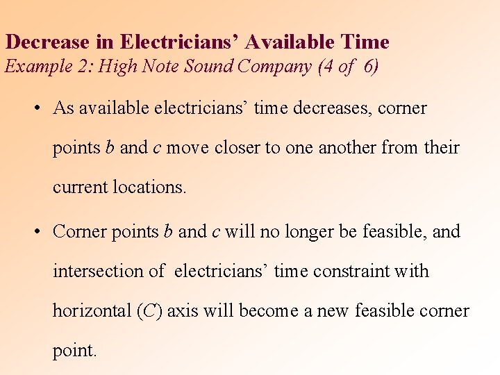 Decrease in Electricians’ Available Time Example 2: High Note Sound Company (4 of 6)