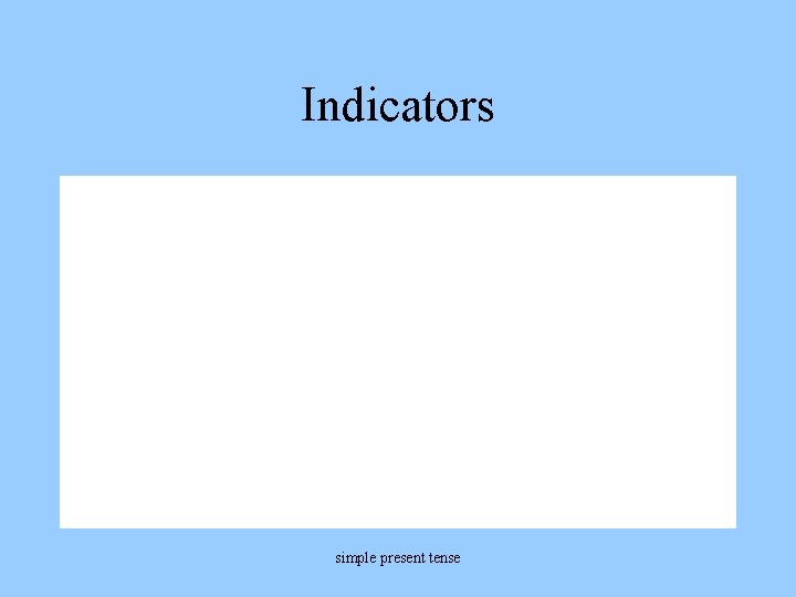 Indicators simple present tense 