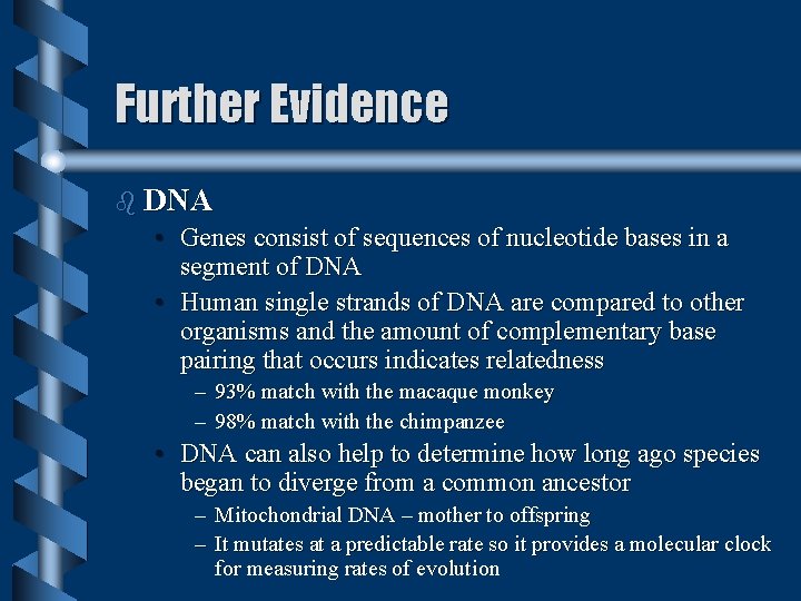 Further Evidence b DNA • Genes consist of sequences of nucleotide bases in a Further Evidence b DNA • Genes consist of sequences of nucleotide bases in a
