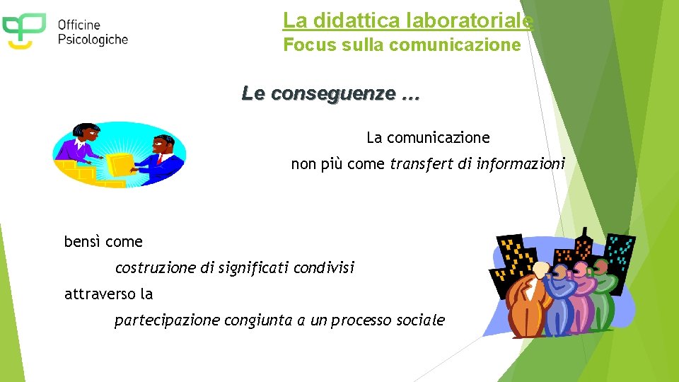 La didattica laboratoriale Focus sulla comunicazione Le conseguenze … La comunicazione non più come