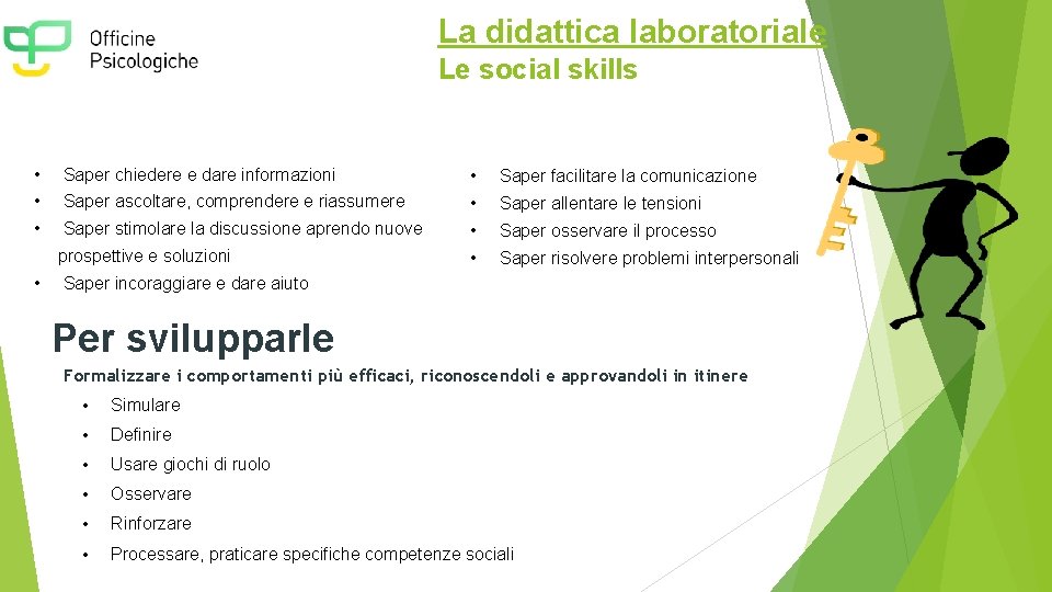 La didattica laboratoriale Le social skills • • Saper chiedere e dare informazioni •