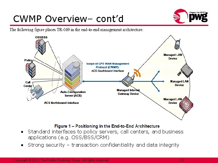 CWMP Overview– cont’d • CWMP (CPE WAN Management Protocol) is a Broadband Forum standard