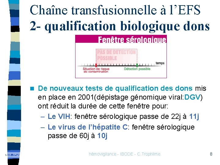 Chaîne transfusionnelle à l’EFS 2 - qualification biologique dons n De nouveaux tests de