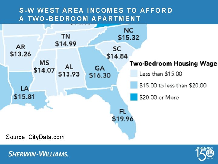 S-W WEST AREA INCOMES TO AFFORD A TWO-BEDROOM APARTMENT Source: City. Data. com 