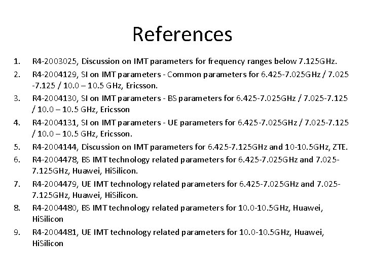 References 1. 2. 3. 4. 5. 6. 7. 8. 9. R 4 -2003025, Discussion