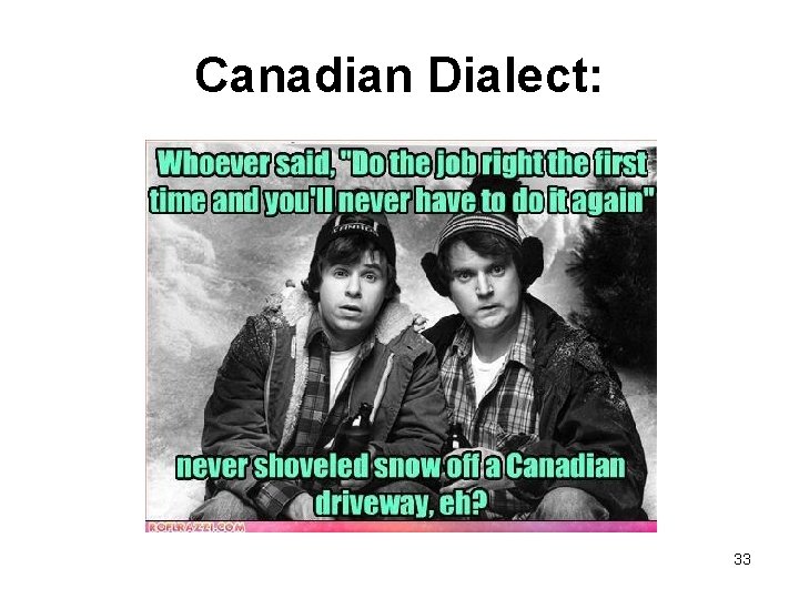 Canadian Dialect: 33 