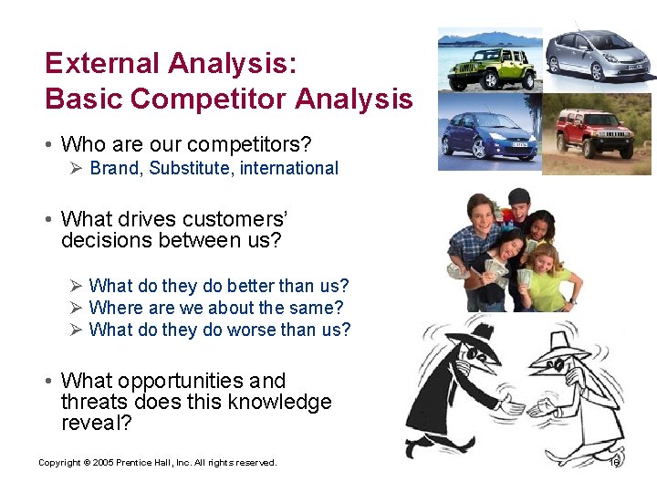 External Analysis: Basic Competitor Analysis • Who are our competitors? Ø Brand, Substitute, international