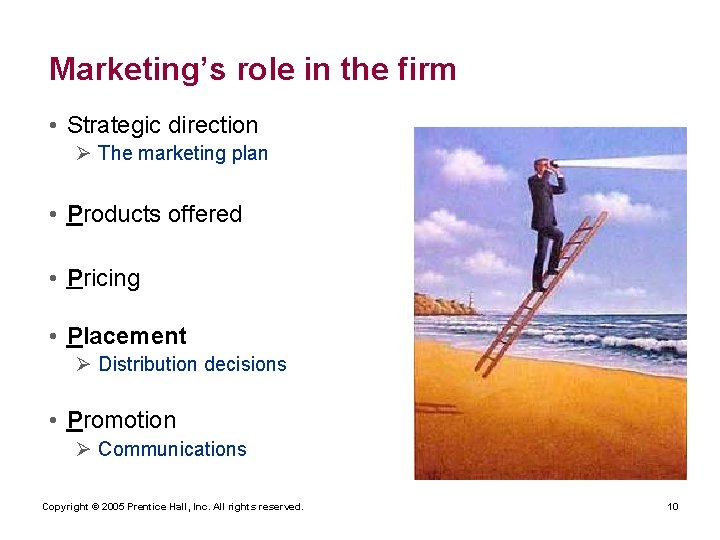 Marketing’s role in the firm • Strategic direction Ø The marketing plan • Products