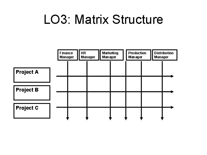 LO 3: Matrix Structure Finance Manager Project A Project B Project C HR Manager