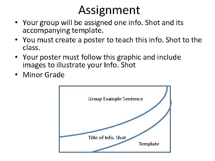 Assignment • Your group will be assigned one info. Shot and its accompanying template.