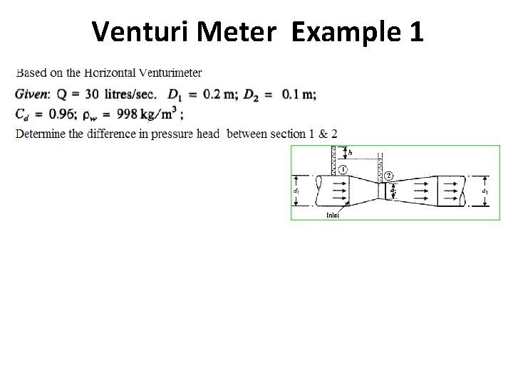 Venturi Meter Example 1 