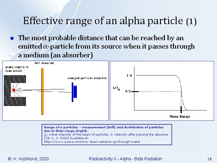 Effective range of an alpha particle (1) l The most probable distance that can