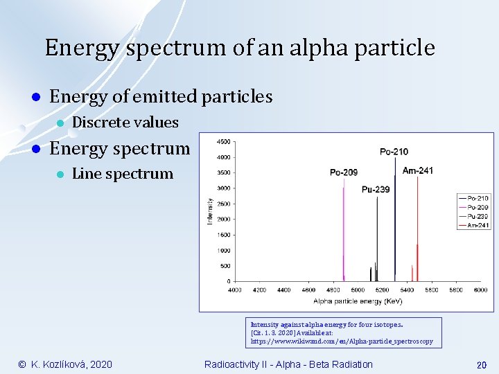 Energy spectrum of an alpha particle l Energy of emitted particles l l Discrete