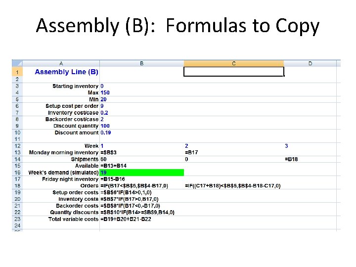 Assembly (B): Formulas to Copy 