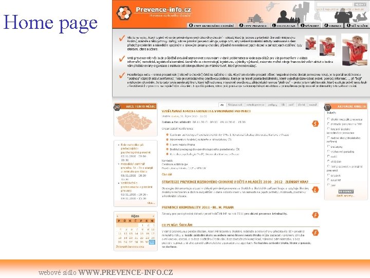 Home page webové sídlo WWW. PREVENCE-INFO. CZ 