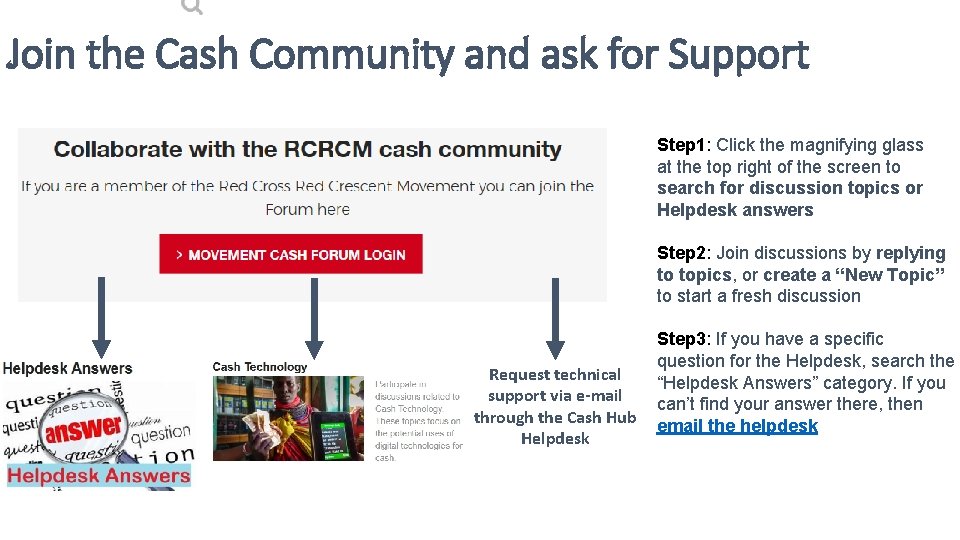 Join the Cash Community and ask for Support Step 1: Click the magnifying glass