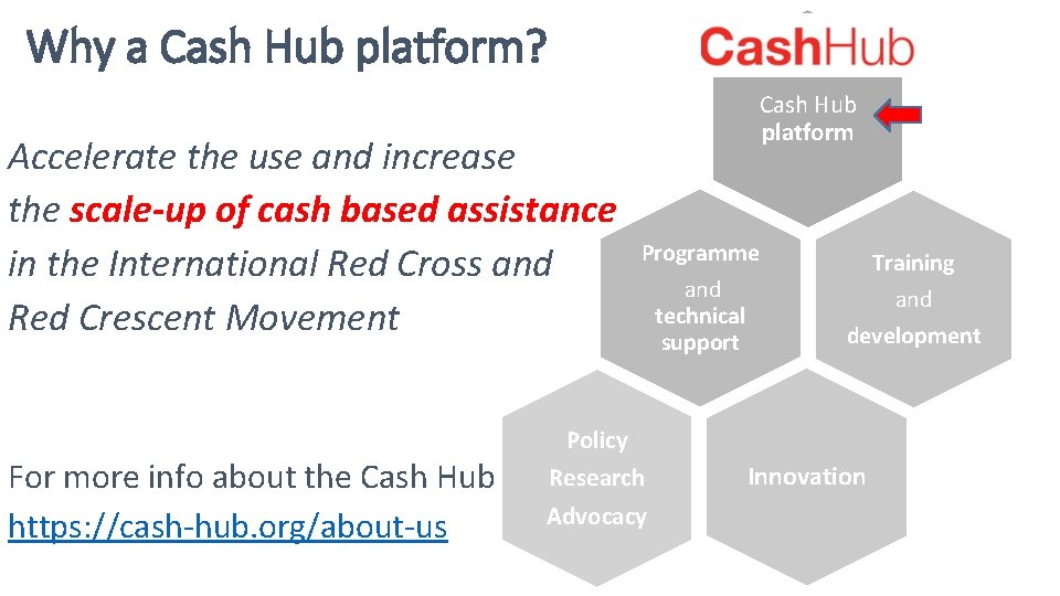 Why a Cash Hub platform? Accelerate the use and increase the scale-up of cash