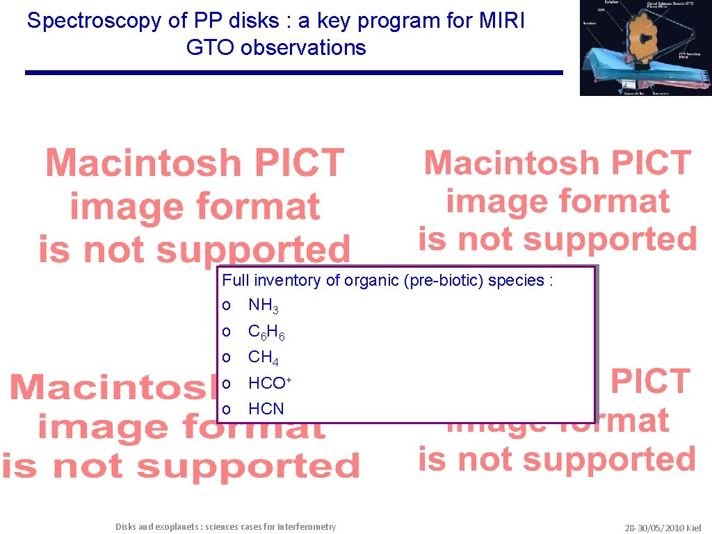 Spectroscopy of PP disks : a key program for MIRI GTO observations Full inventory