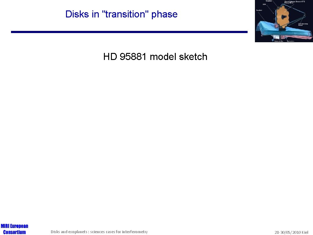 Disks in "transition" phase HD 95881 model sketch Disks and exoplanets : sciences cases