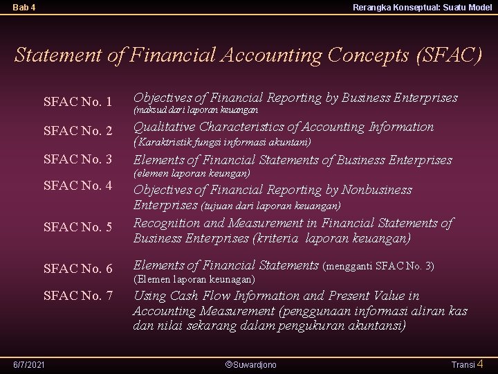 Bab 4 Rerangka Konseptual: Suatu Model Statement of Financial Accounting Concepts (SFAC) SFAC No.