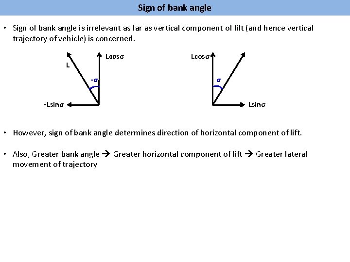 Sign of bank angle • Sign of bank angle is irrelevant as far as