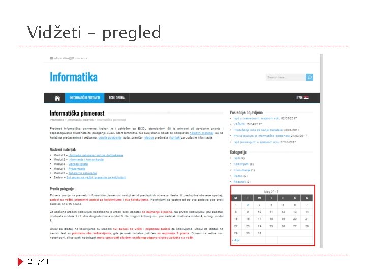 Vidžeti - pregled 21/41 