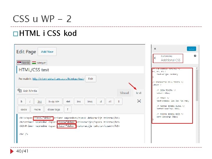 CSS u WP - 2 � HTML 40/41 i CSS kod 