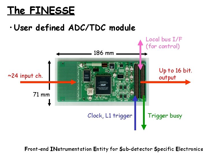 The FINESSE • User defined ADC/TDC module 186 mm Local bus I/F (for control)