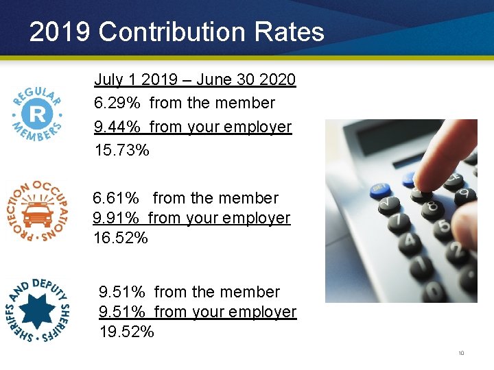 2019 Contribution Rates July 1 2019 – June 30 2020 6. 29% from the