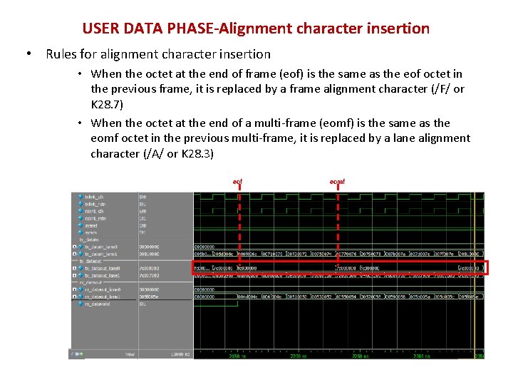 USER DATA PHASE-Alignment character insertion • Rules for alignment character insertion • When the