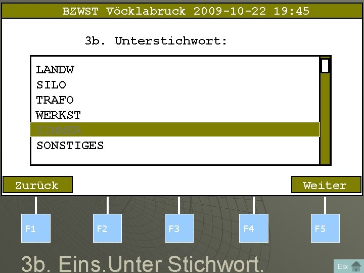 BZWST Vöcklabruck 2009 -10 -22 19: 45 3 b. Unterstichwort: LANDW SILO TRAFO WERKST