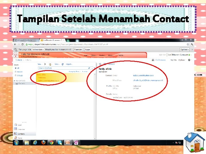 Tampilan Setelah Menambah Contact 