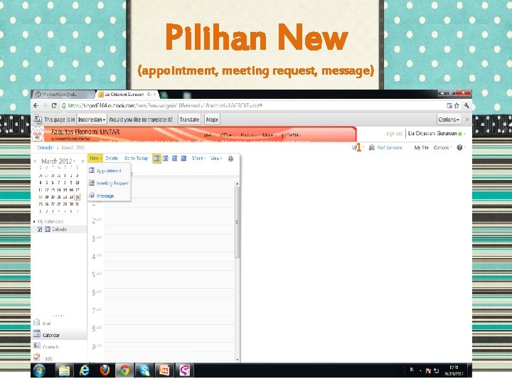Pilihan New (appointment, meeting request, message) 