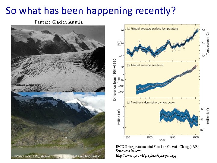 So what has been happening recently? Pasterze Glacier, Austria IPCC (Intergovernmental Panel on Climate