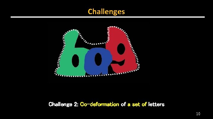 Challenges Challenge 2: Co-deformation of a set of letters 10 